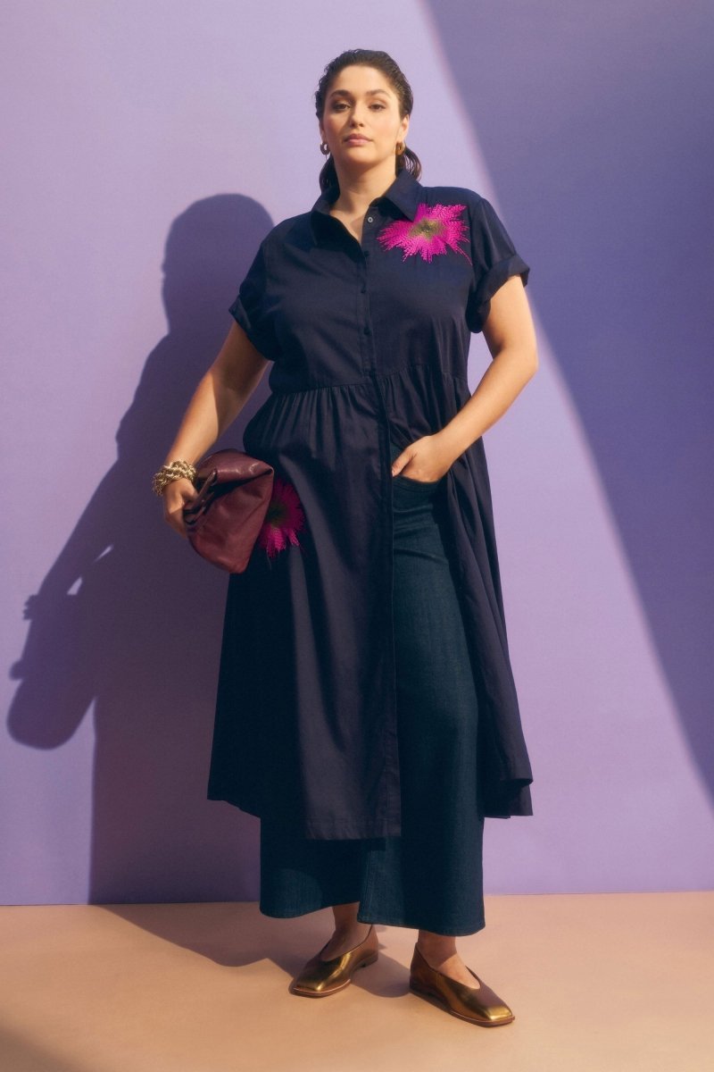 Eiren Shirt Dress Dresses - ELK | NEW NAVY FUCHSIA
