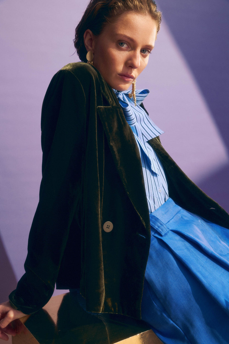 Suuri Double Breasted Blazer Jackets - ELK | DEEP OLIVE