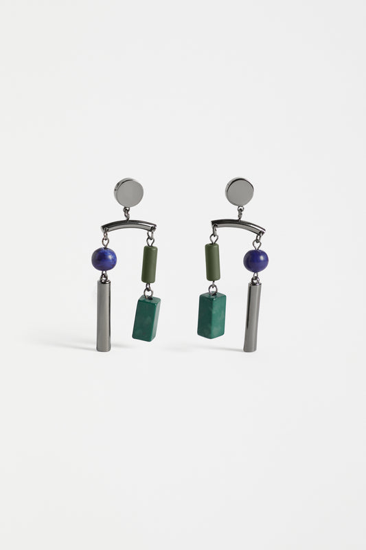 Nell Statement Metallic and Bead Drop Earring | GUNMETAL