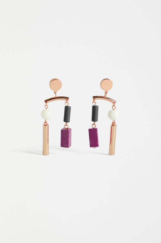 Nell Statement Metallic and Bead Drop Earring | ROSE GOLD