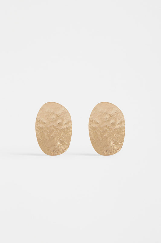 Gild Hammered Texture Oval Disc Stud Earring | GOLD