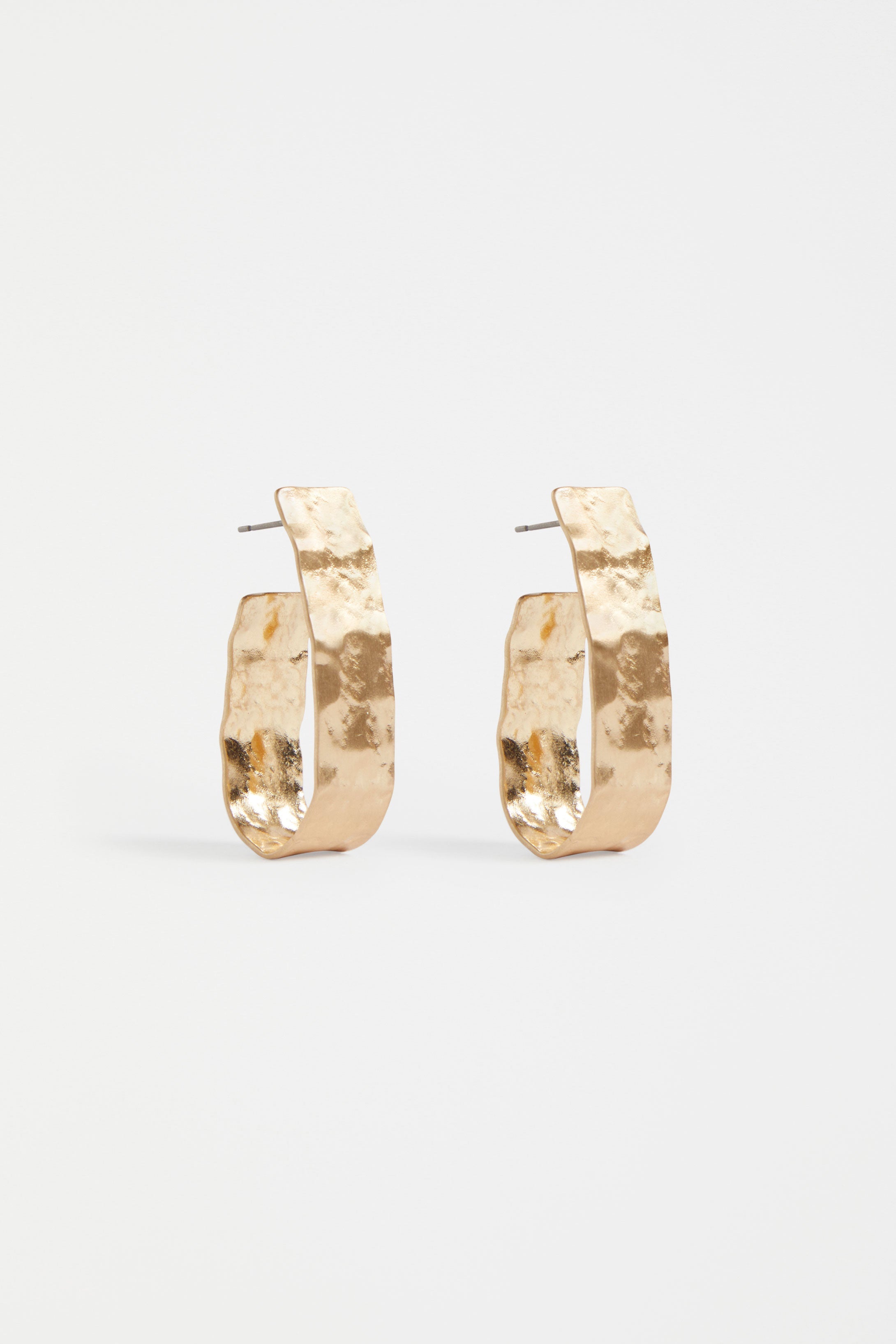 Gild Large Hammered Texture Metal Hoop Earring | GOLD