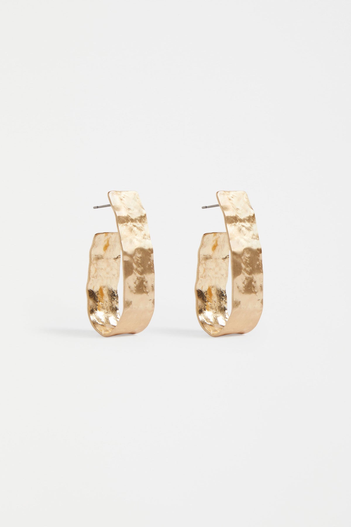 Gild Large Hammered Texture Metal Hoop Earring | GOLD