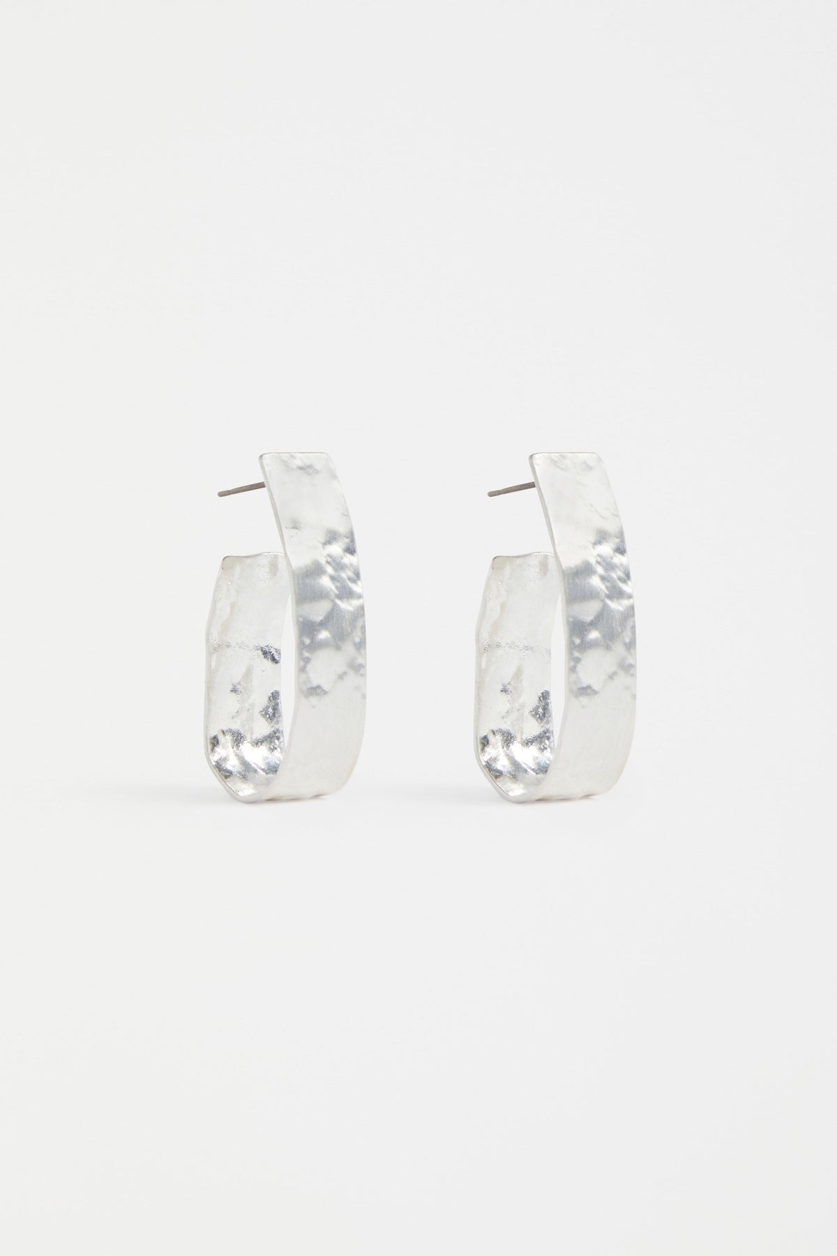 Gild Large Hammered Texture Metal Hoop Earring | SILVER