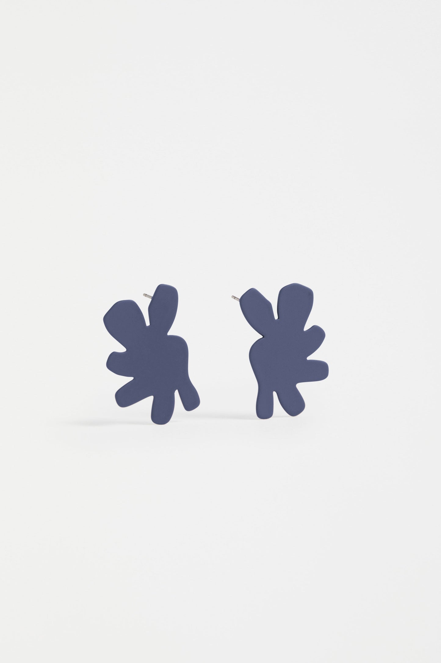 Tera Matte Coloured Organic Shaped Cut Out Flower Stud Earring | BRIGHT NAVY