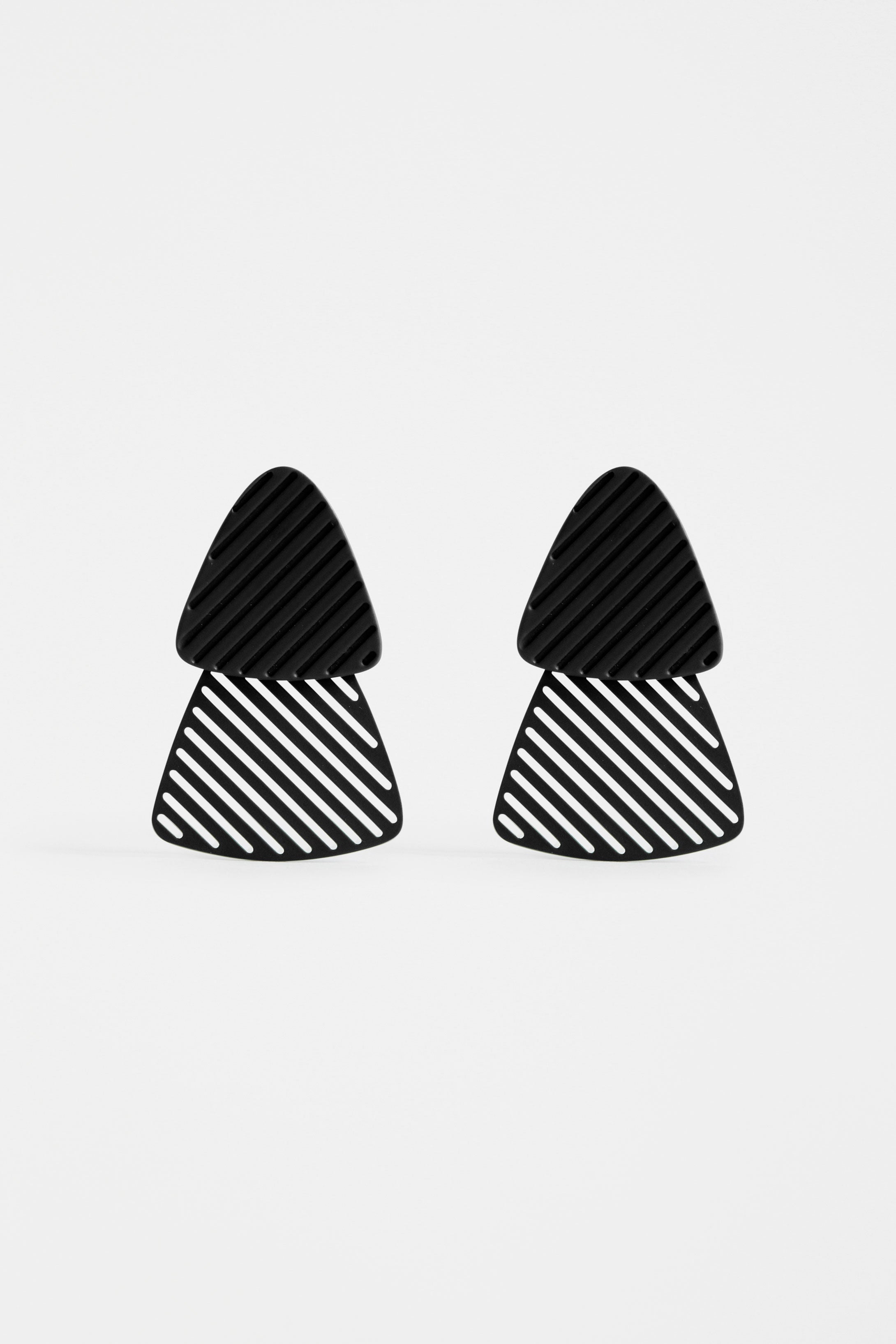 Tri Colour Coated Geometric Lightweight Drop Earring | BLACK