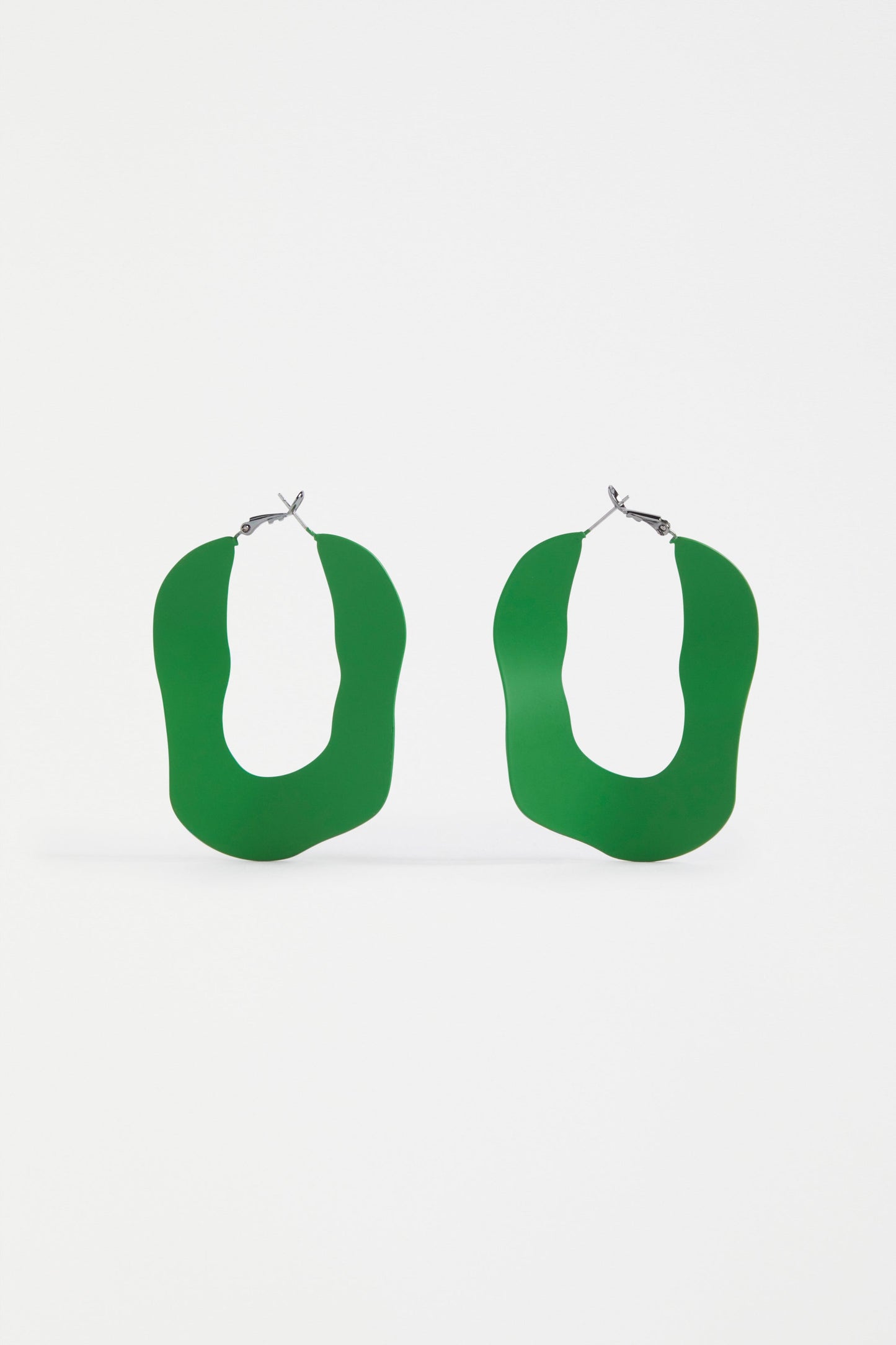 Yara Coloured Rubberised Organic Shaped Hoop Earring | VINE GREEN