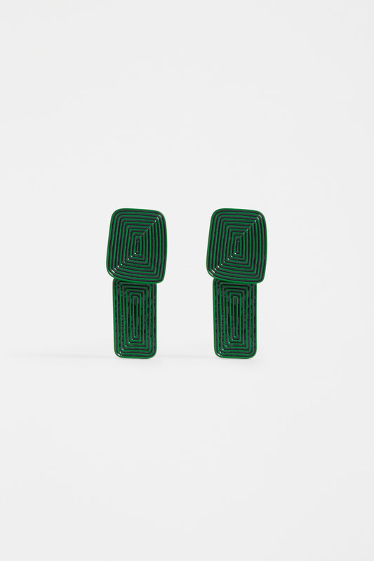 Kavia Drop Pattern Coloured Earring | VINE GREEN