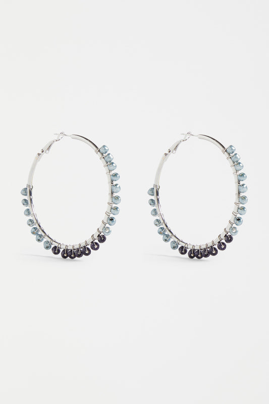 Oko Large Hoop and Glass Seed bead Earring | DENIM