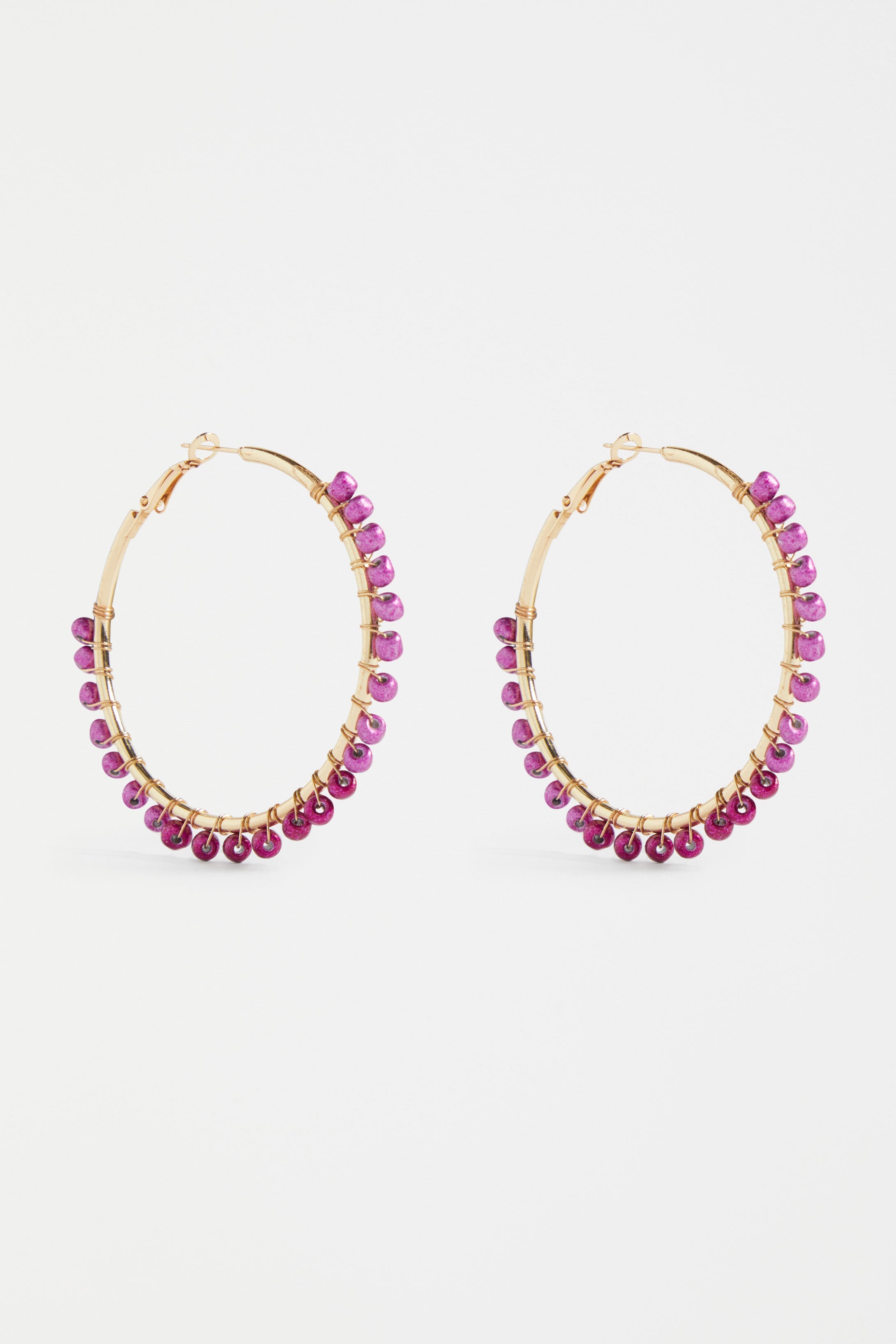 Oko Large Hoop and Glass Seed bead Earring | MULBERRY