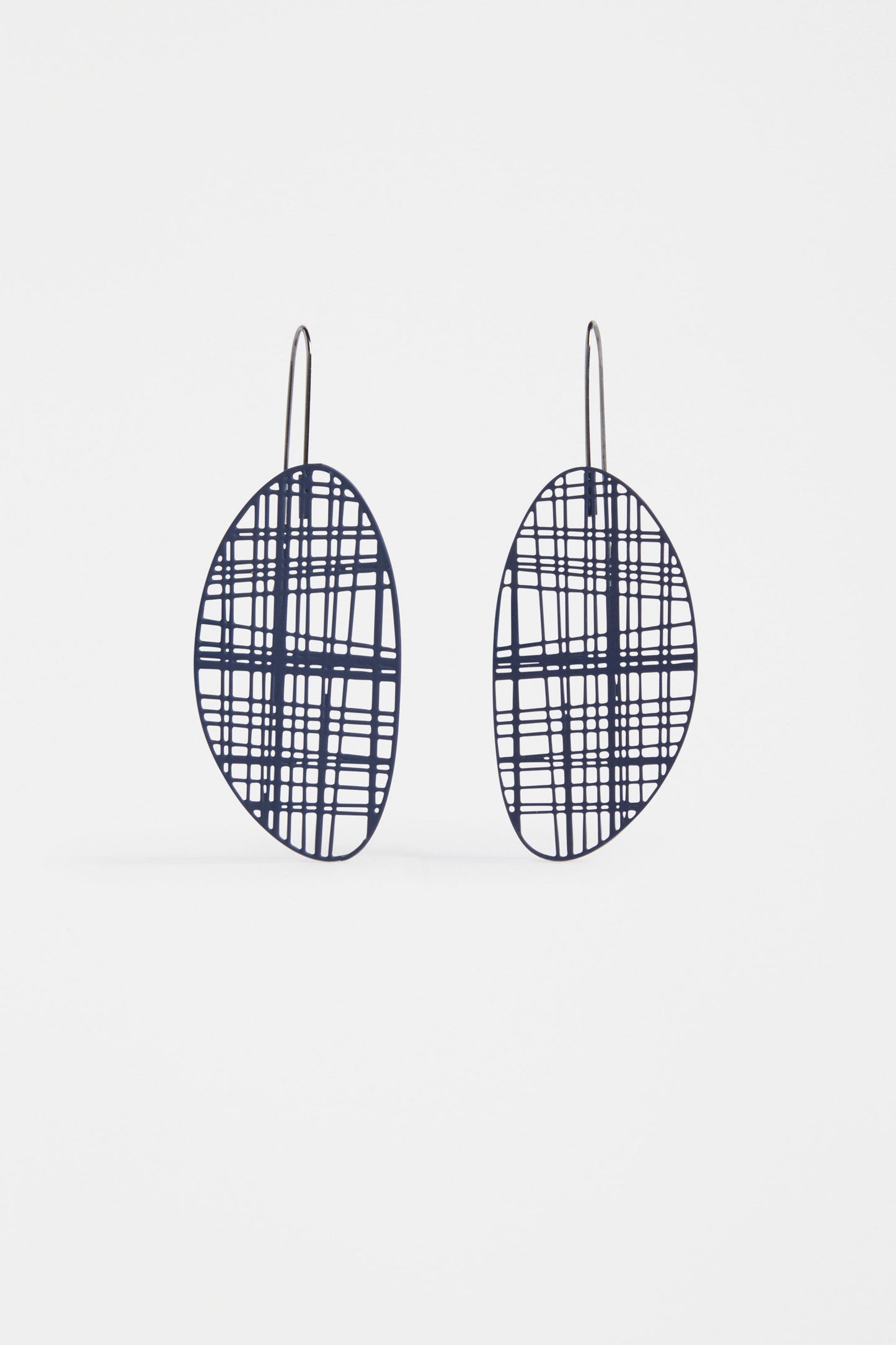 Lek Matte Colour Coated Net Disc Drop Earring | BRIGHT NAVY