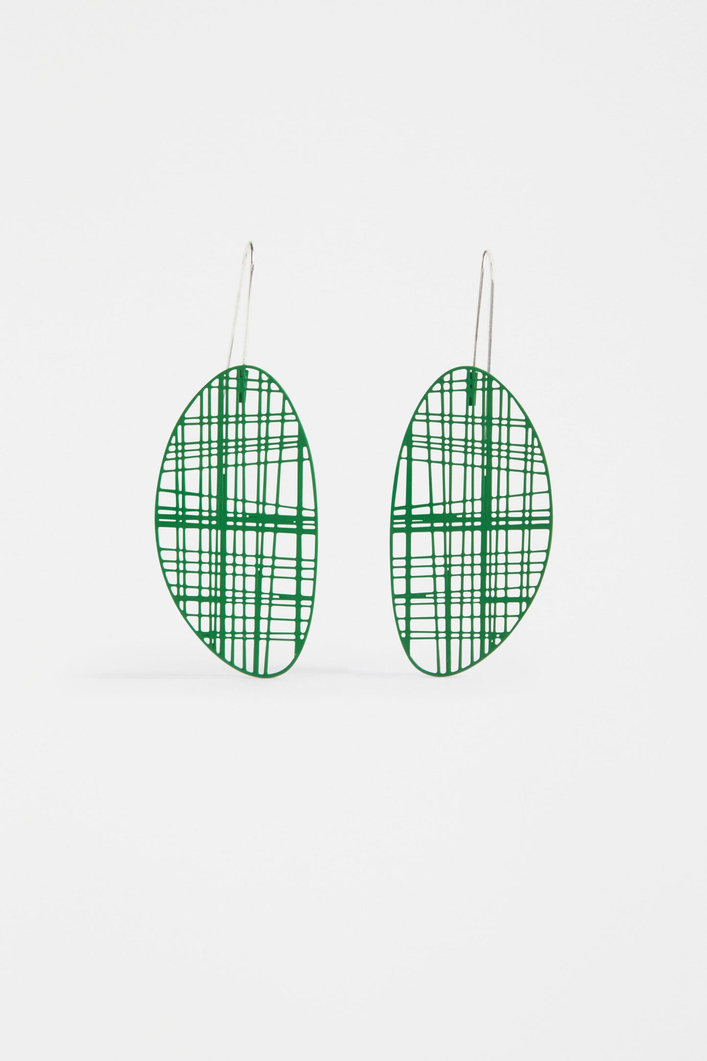 Lek Matte Colour Coated Net Disc Drop Earring | VINE GREEN