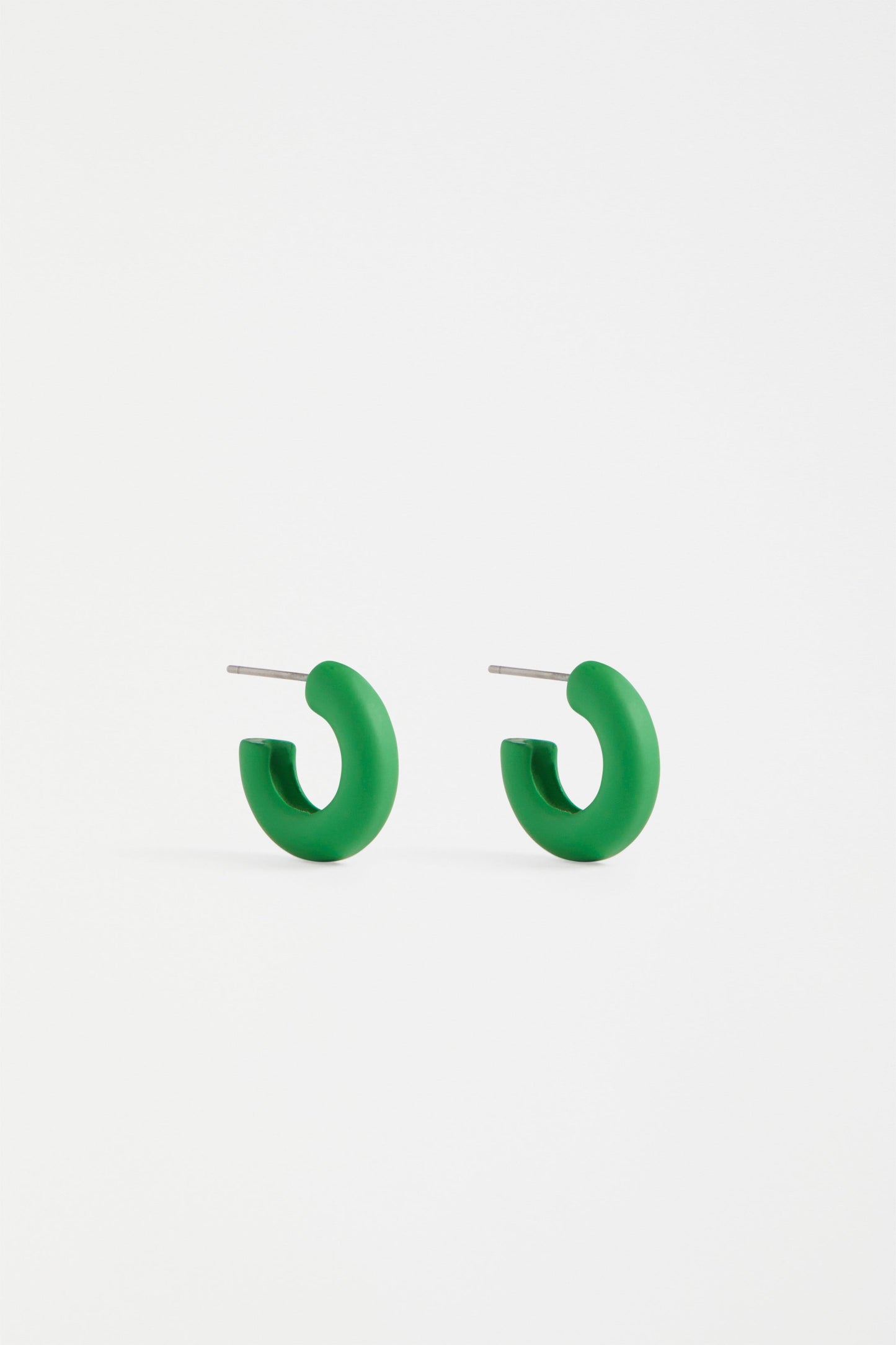 Minn Small Rubberised Coloured Hoop Earring | VINE GREEN