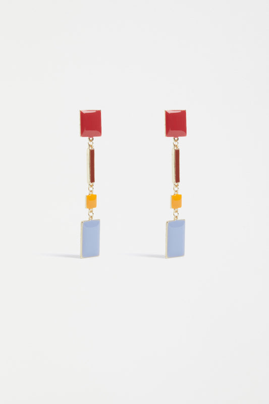 Malin Coloured Enamel Long Drop Earring | PERIWINKLE