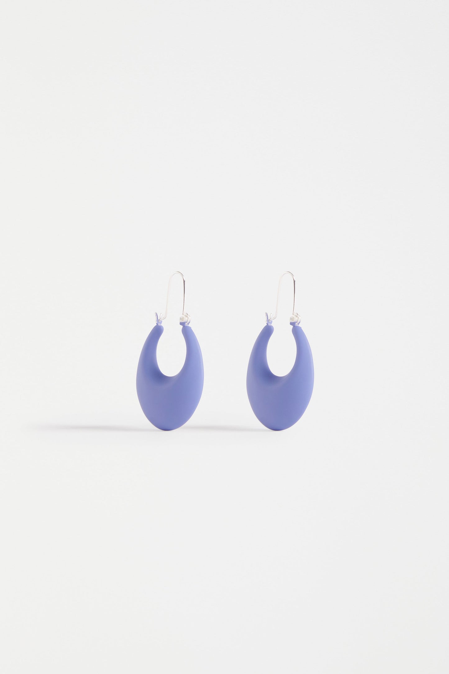 Ellik Long Hoop Crescent Colour Coated Drop Earring | CORNFLOWER