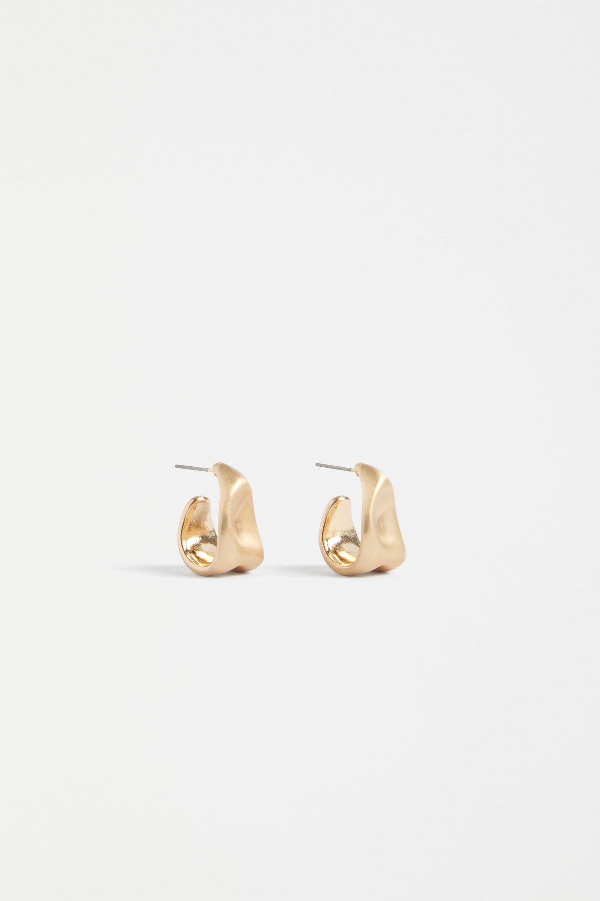 Feven Brushed Metal Sculptural Shaped Small Hoop Earring | GOLD