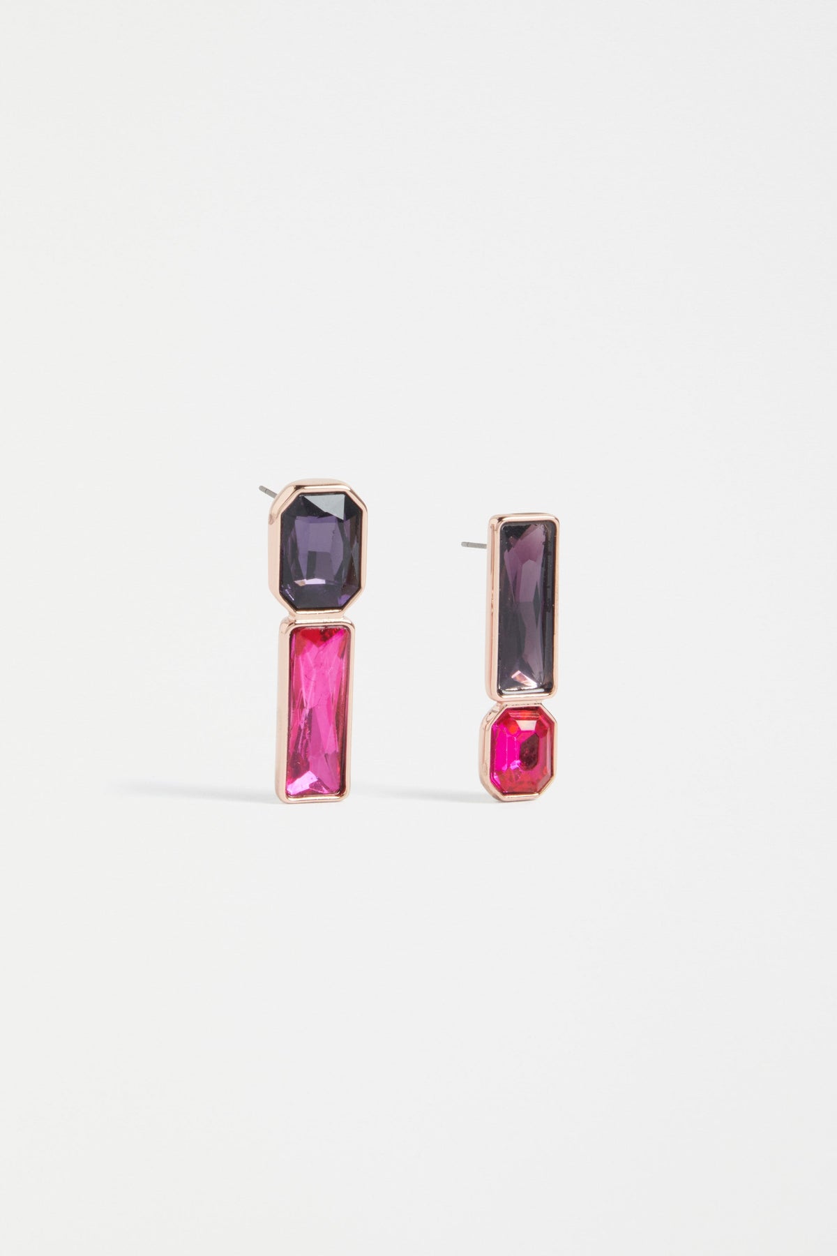 Juvel Glass Gem Asymmetric Stud Earring | PINK BERRY