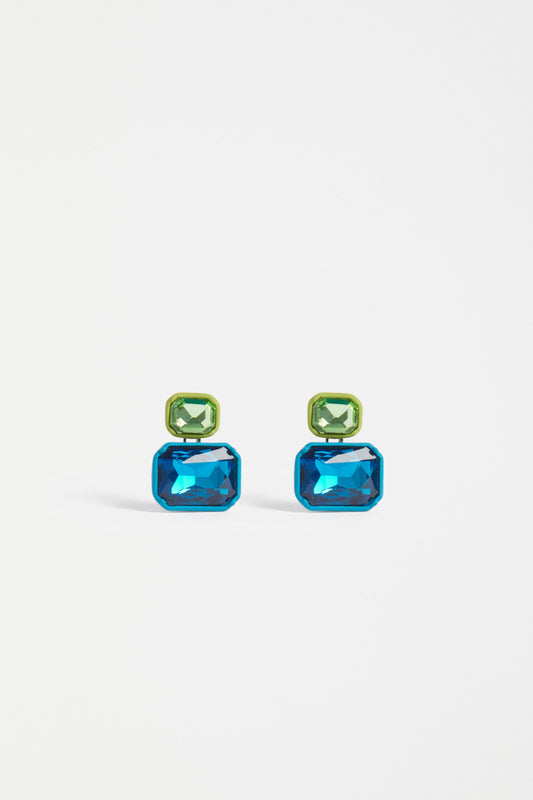 Jule Stud Drop Coloured Glass Earring | TEAL