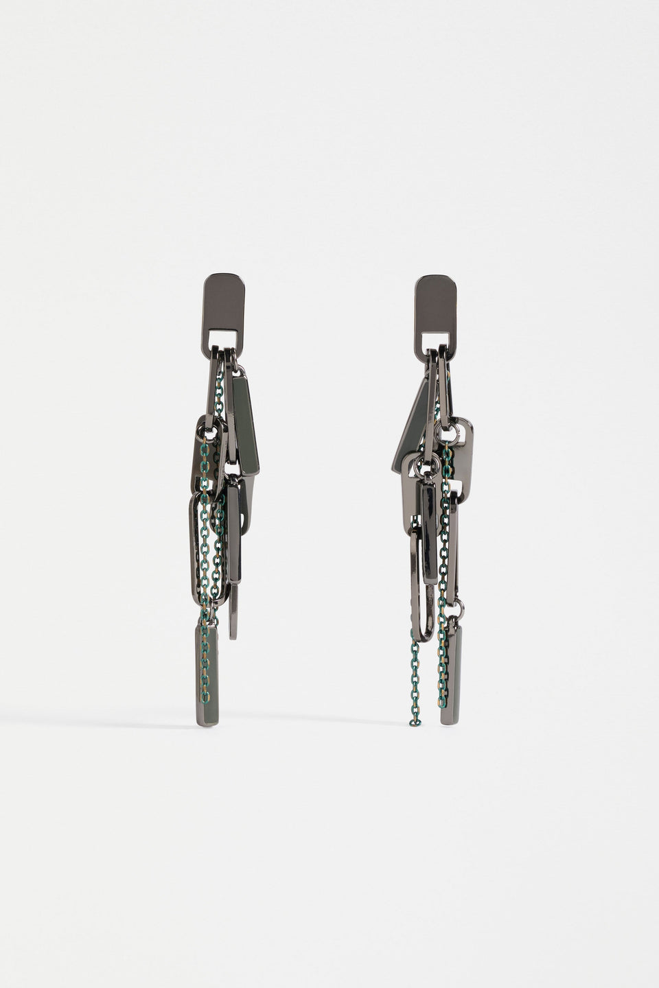 Rymi Multi Chain Statement Drop Earring | GUNMETAL