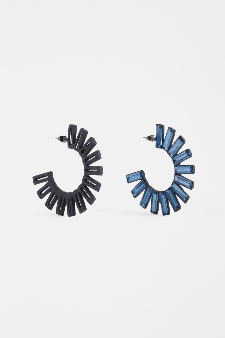 The Jule Large Hoop Earring features a circular fan of tonal glass beads radiating from a large hoop for a fun, glistening statement ELK | BRIGHT NAVY