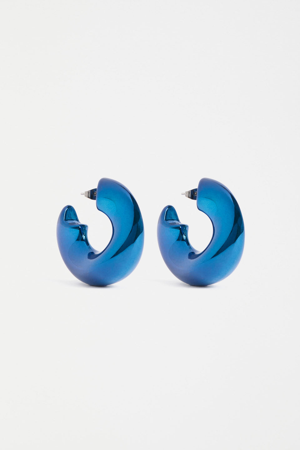 Askla Chunky Metallic Hoop Navy Earring ELK| NAVY