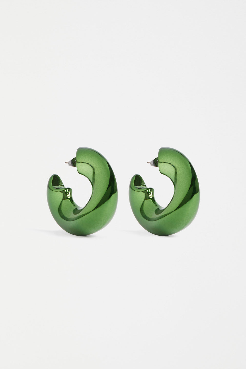 Askla Chunky Metallic Hoop Green Earring ELK | MILAN GREEN