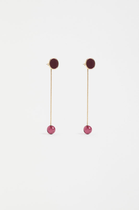 Laspar Long Drop Earring Earrings - ELK | MERLOT