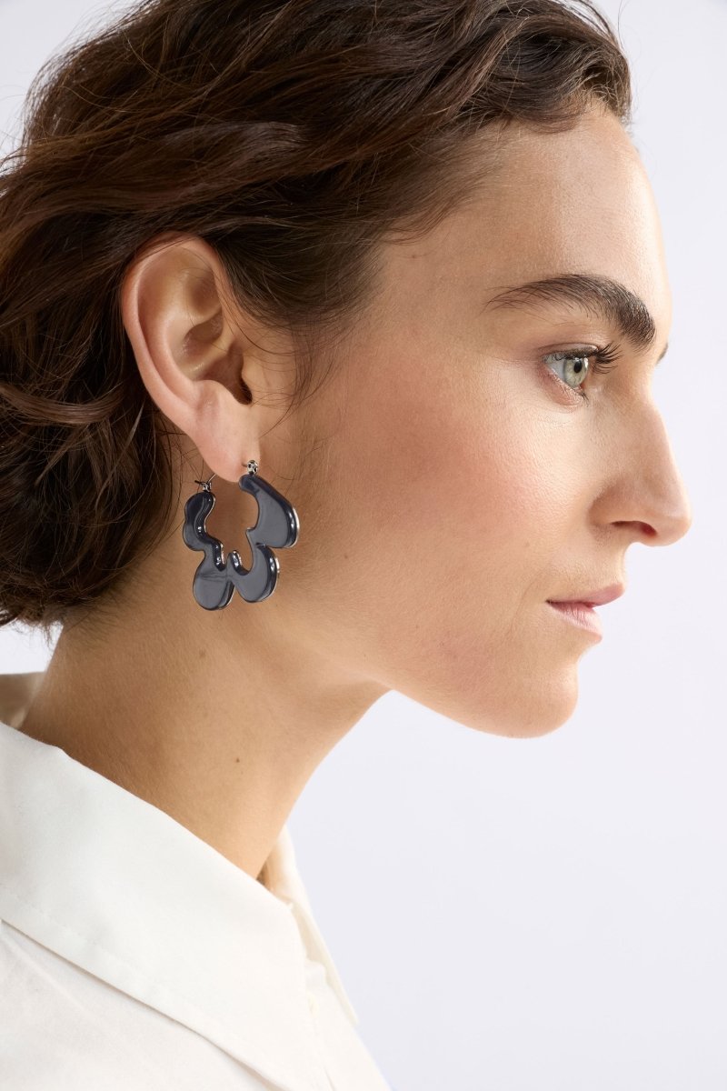 Lomma Hoop Earring Earrings - ELK | BRIGHT NAVY