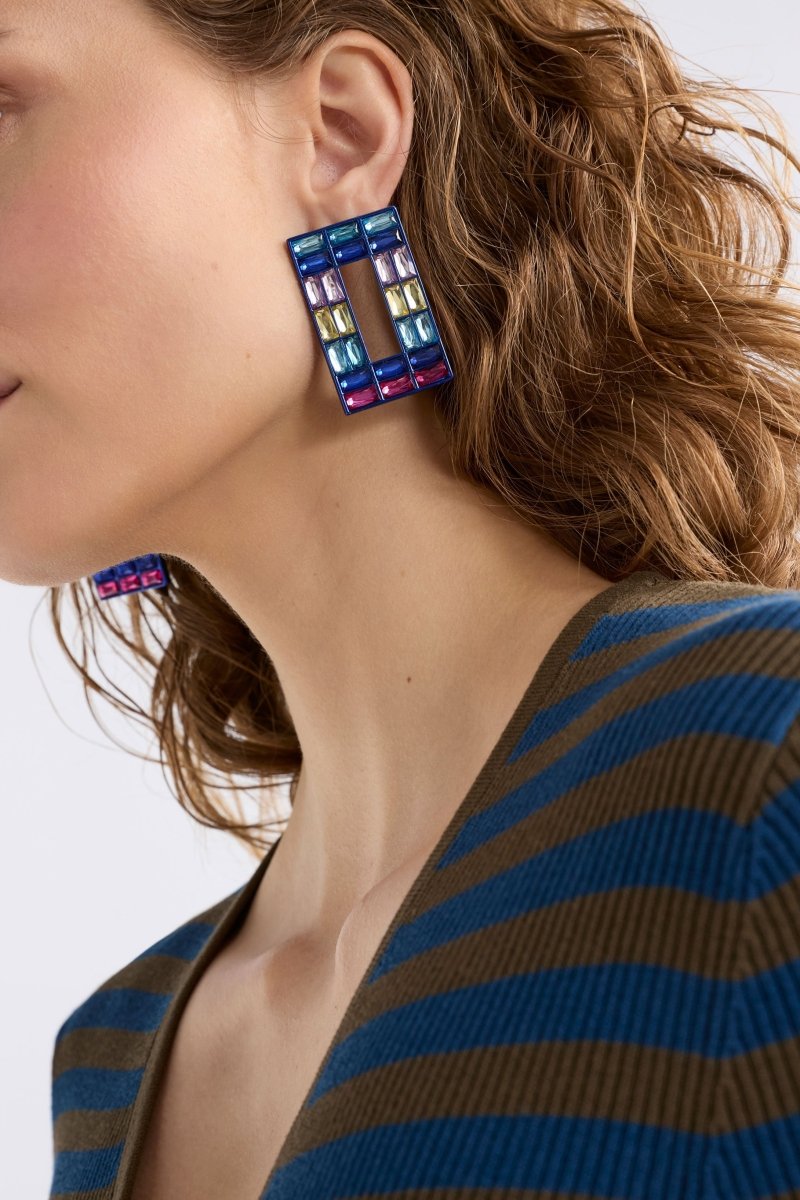 Jilsa Drop Hoop Earring Earrings - ELK | NAVY