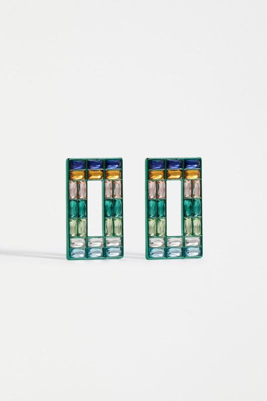 Jilsa Drop Hoop Earring Earrings - ELK | FOREST GREEN