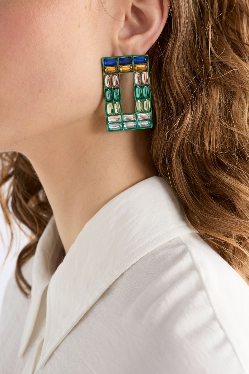 Jilsa Drop Hoop Earring Earrings - ELK | FOREST GREEN