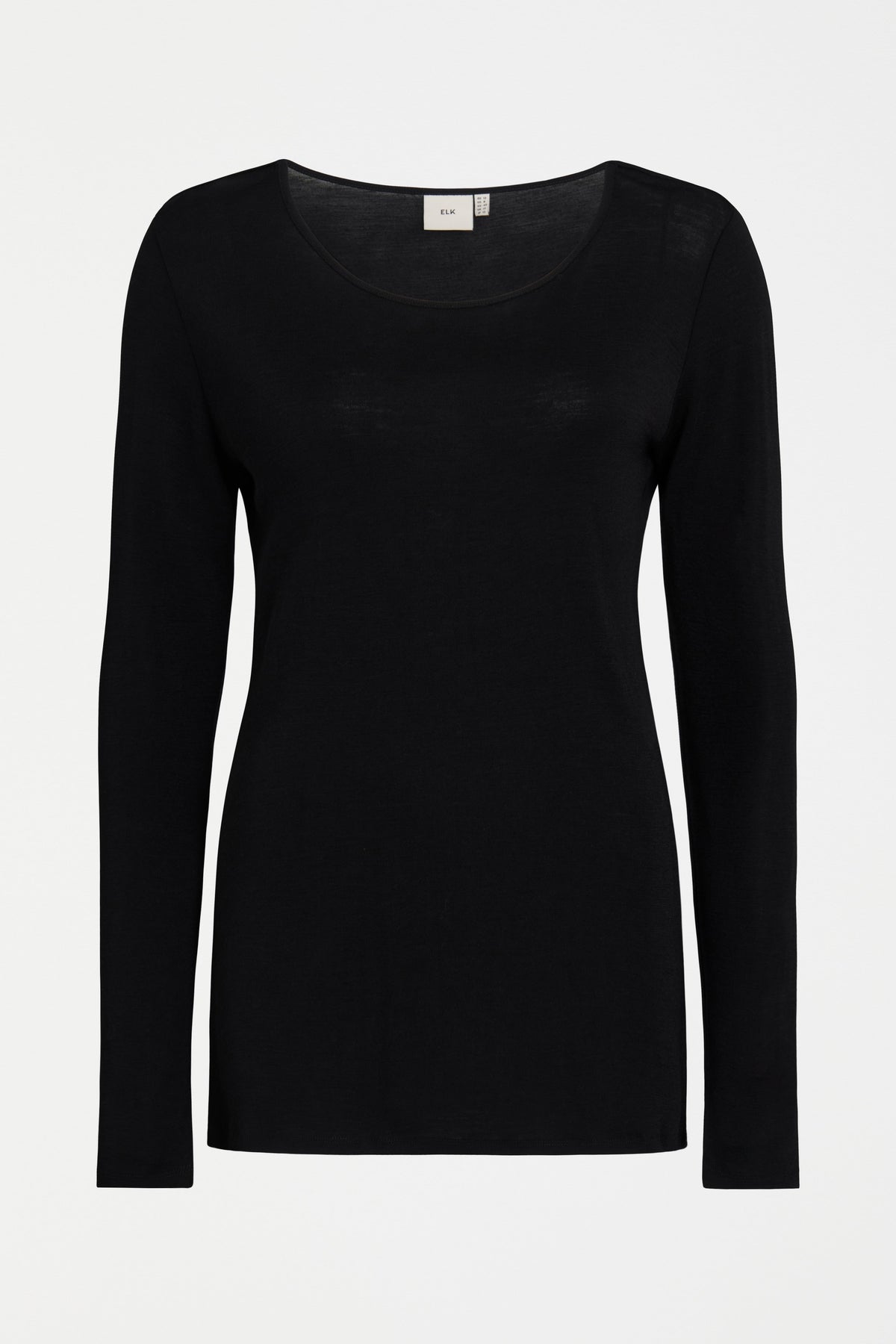 Merino Wool Long Sleeve Skin Top Back | BLACK