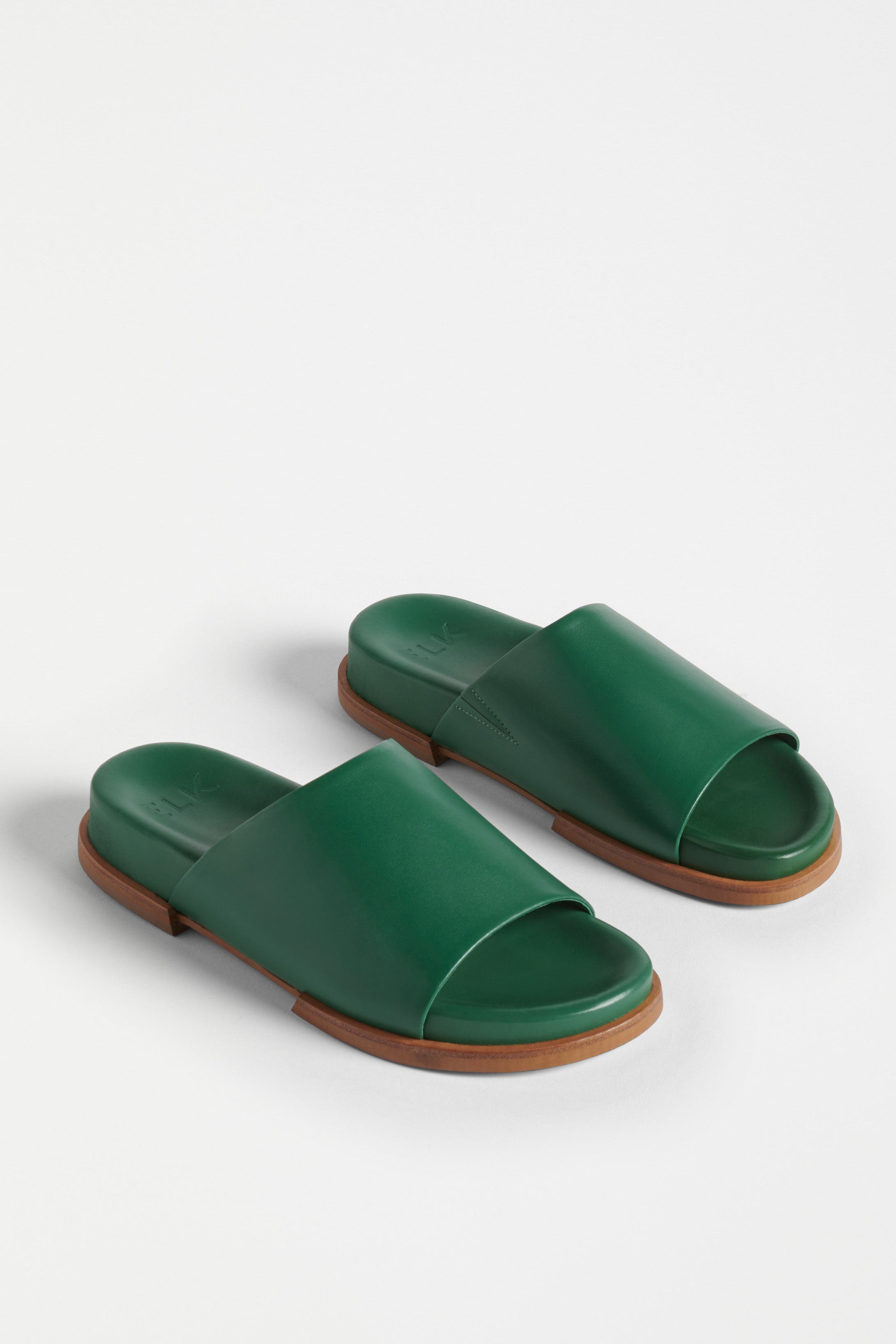 Etin Leather Slide Angled Front | GREEN