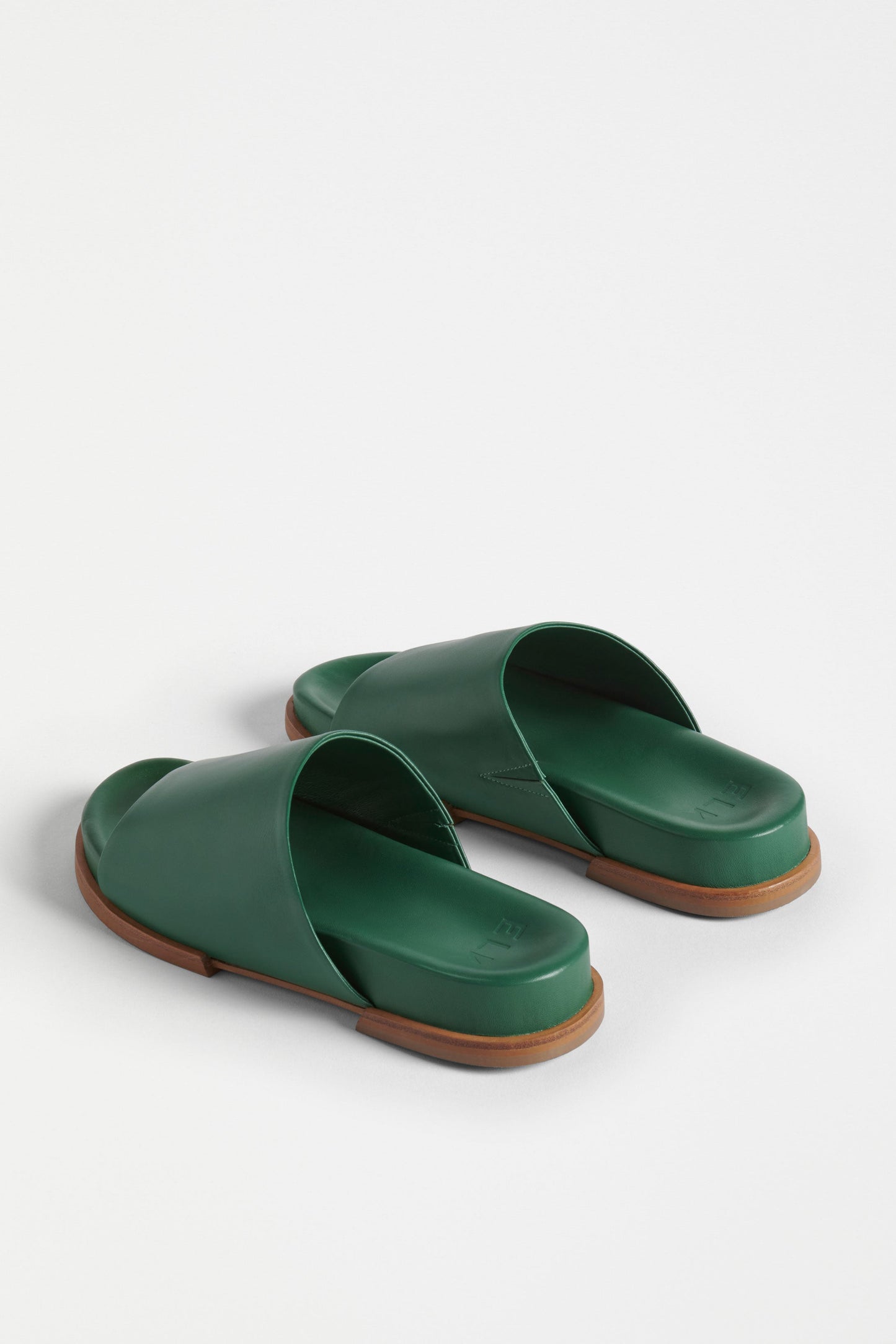 Etin Leather Slide Angled Back | GREEN