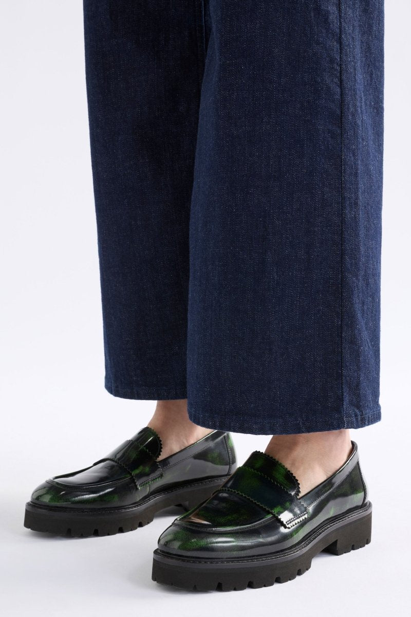 Tirstta Platform Loafer Flats - ELK | DARK GREEN