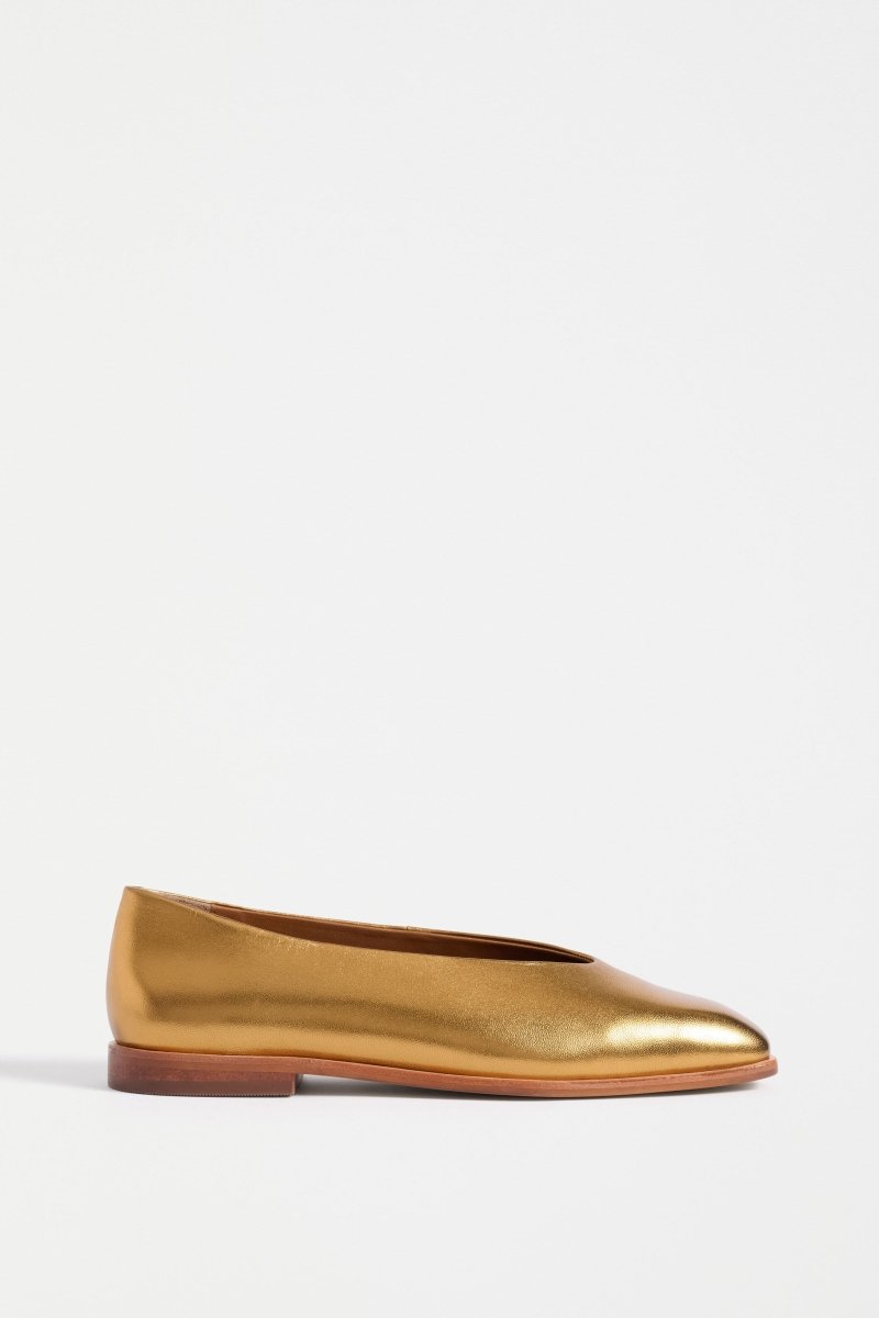 Feldde Square Toed Flat Shoe | GOLD