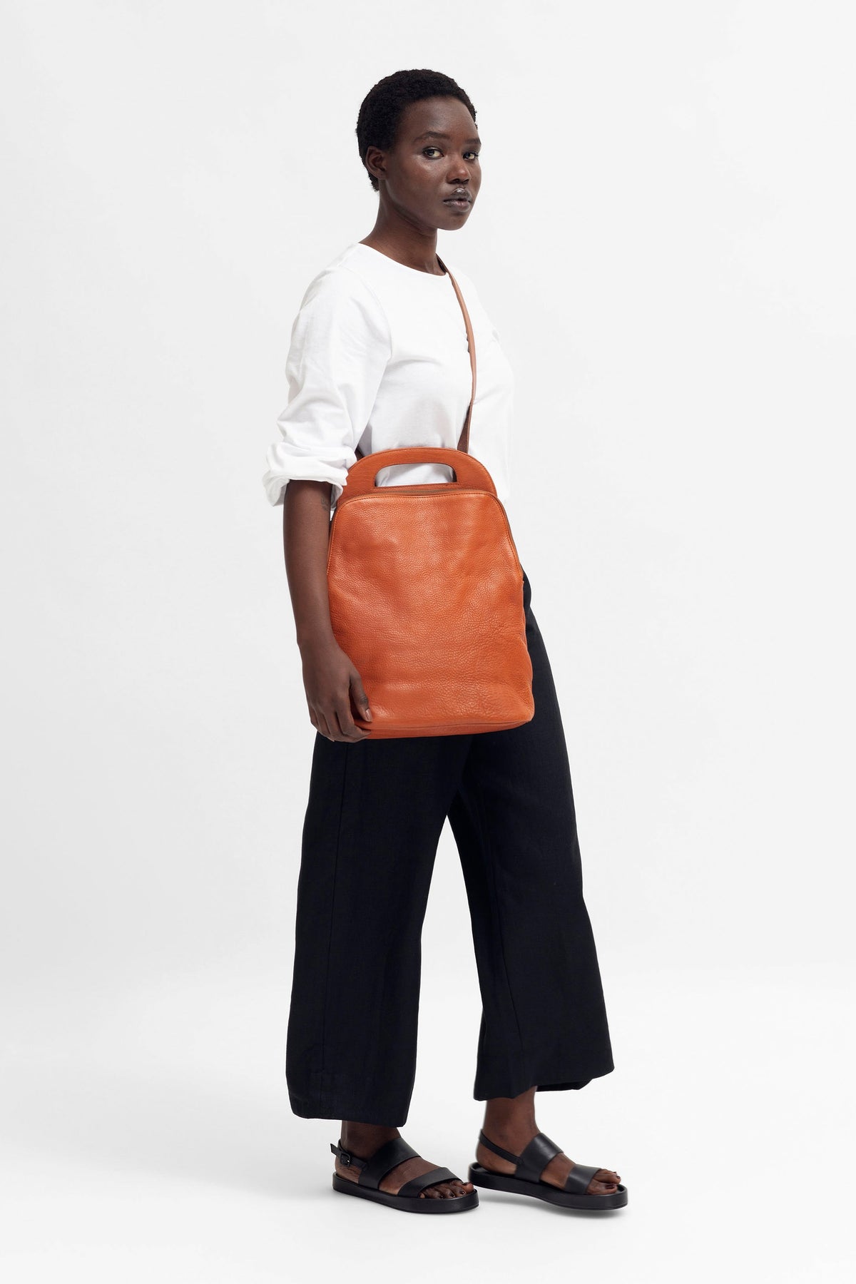 Forde Soft Cow Leather Backpack Model Strap | TAN