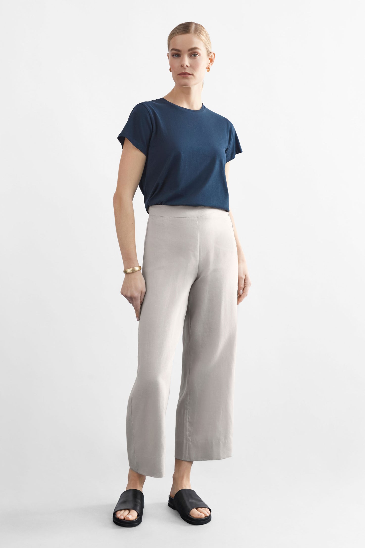 Hersom High Waist Linen Pant Model Front 2 | FLAX