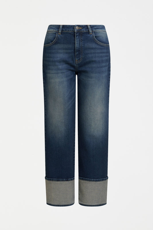 Modell Wide Straight Leg Organic Cotton Stretch Cuff Jean | FADED INDIGO