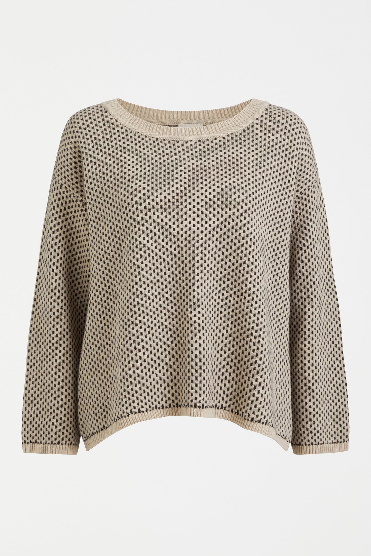 Bis Relaxed Dot Stitch Wool and Recyled Fibre Sweater Front | FAWN LODEN