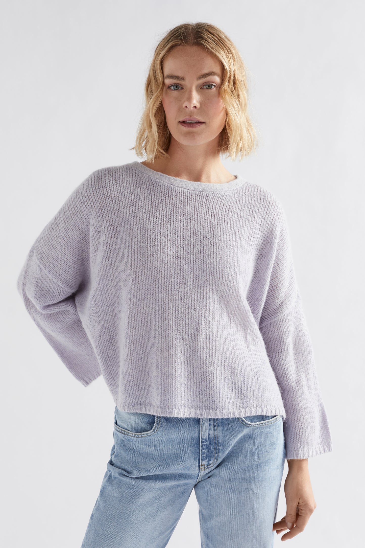 Agna Merino and Alpaca Wool Sweater Model Front | LILAC