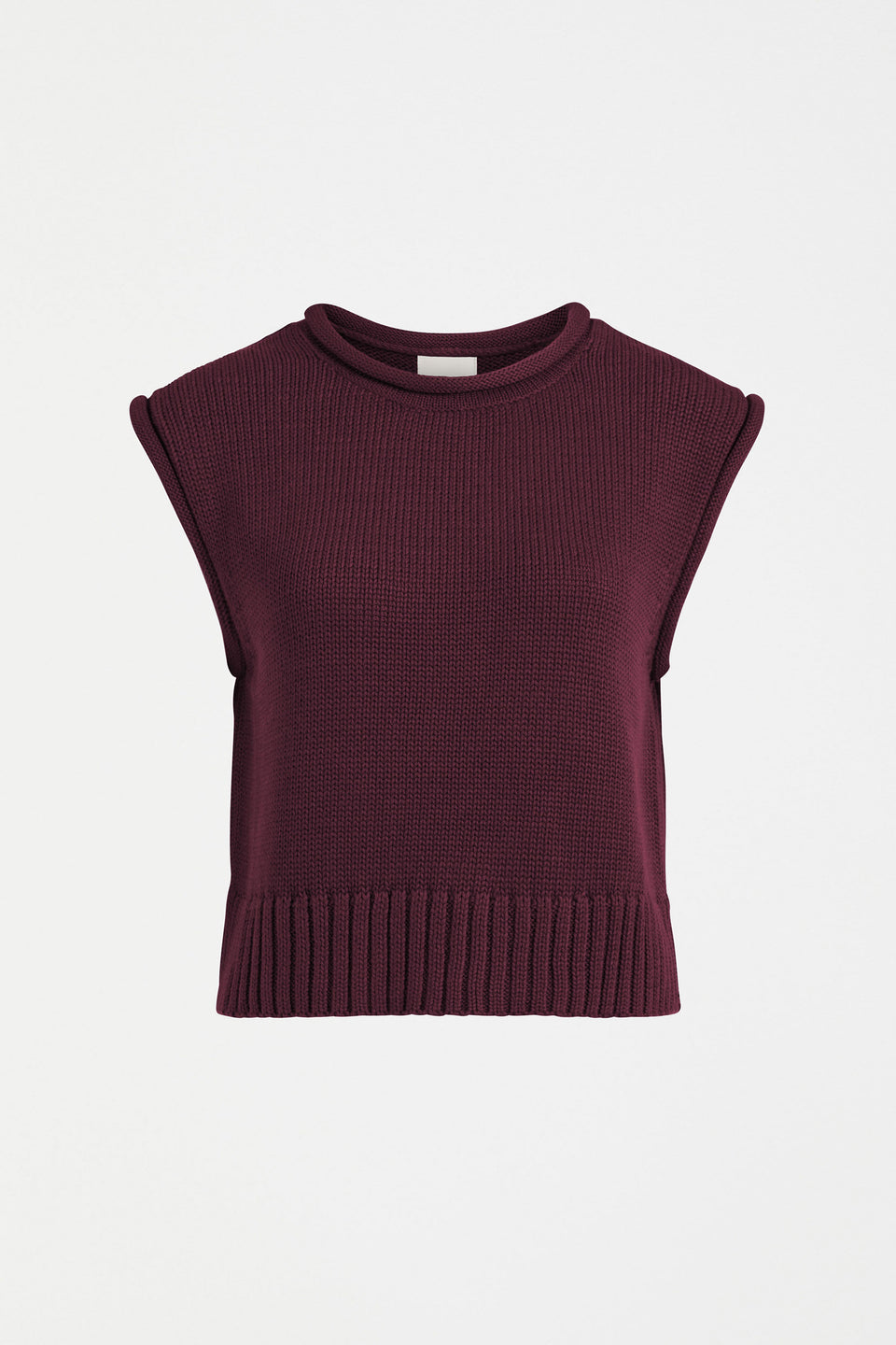Lunel Organic Cotton Cap Sleeve Rolled Hem Cropped Vest Front | SHIRAZ