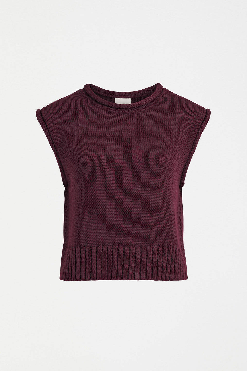 Lunel Organic Cotton Cap Sleeve Rolled Hem Cropped Vest Front | SHIRAZ
