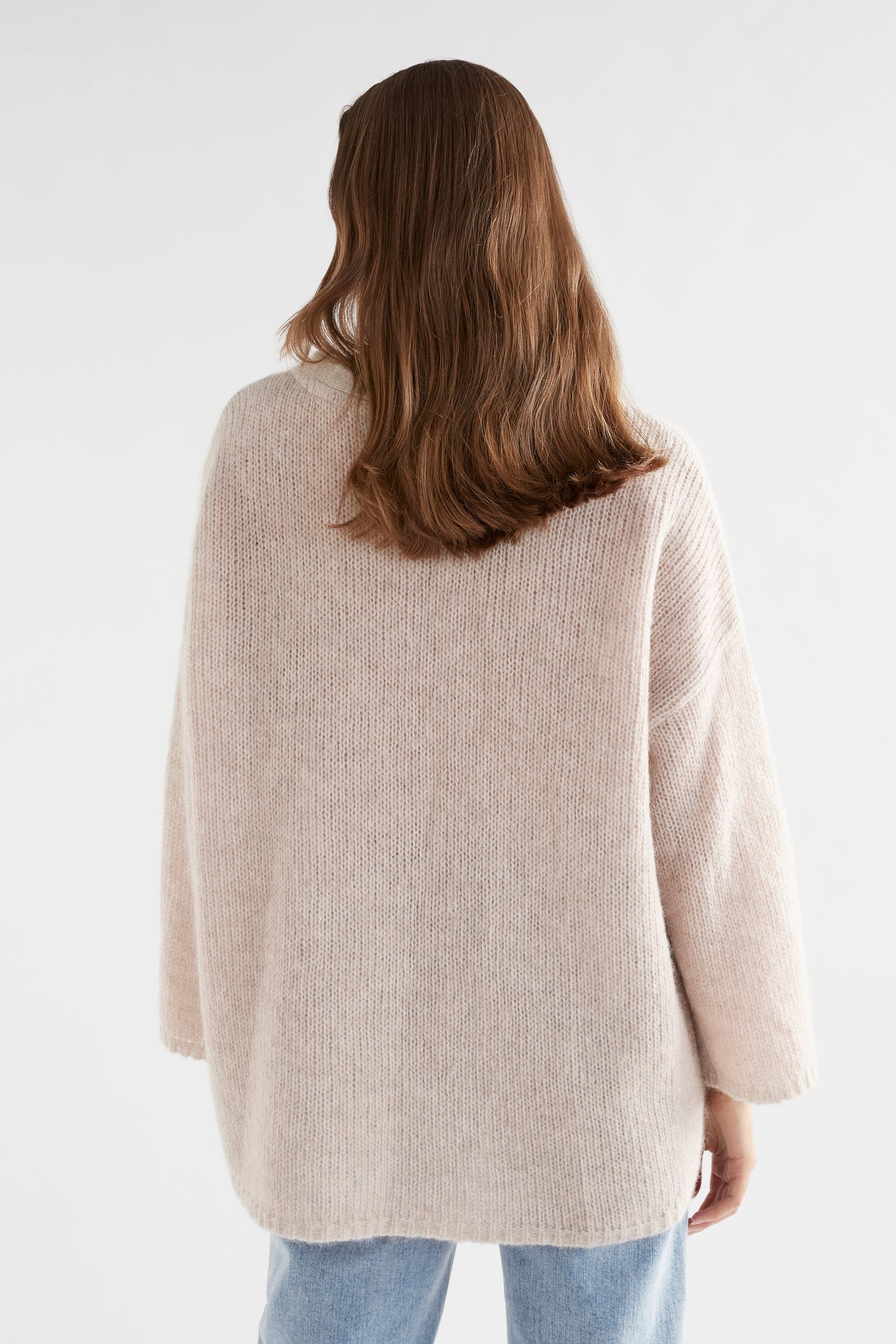 Osby Boxy Fit Alpaca Knit Sweater Model Back | ECRU