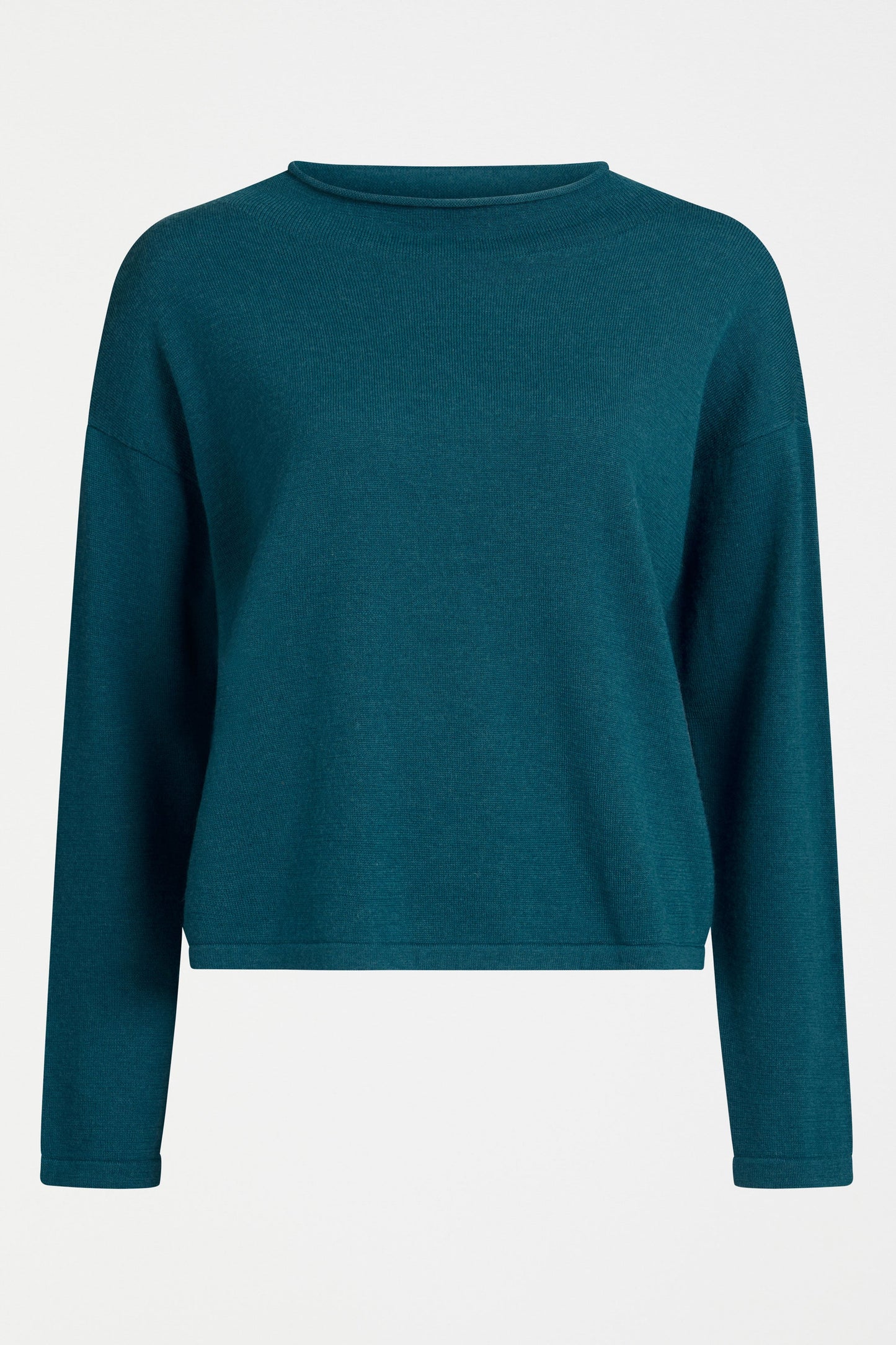 Pirata Cropped Lightweight Merino Funnel Neck Sweater Front | SEA MOSS