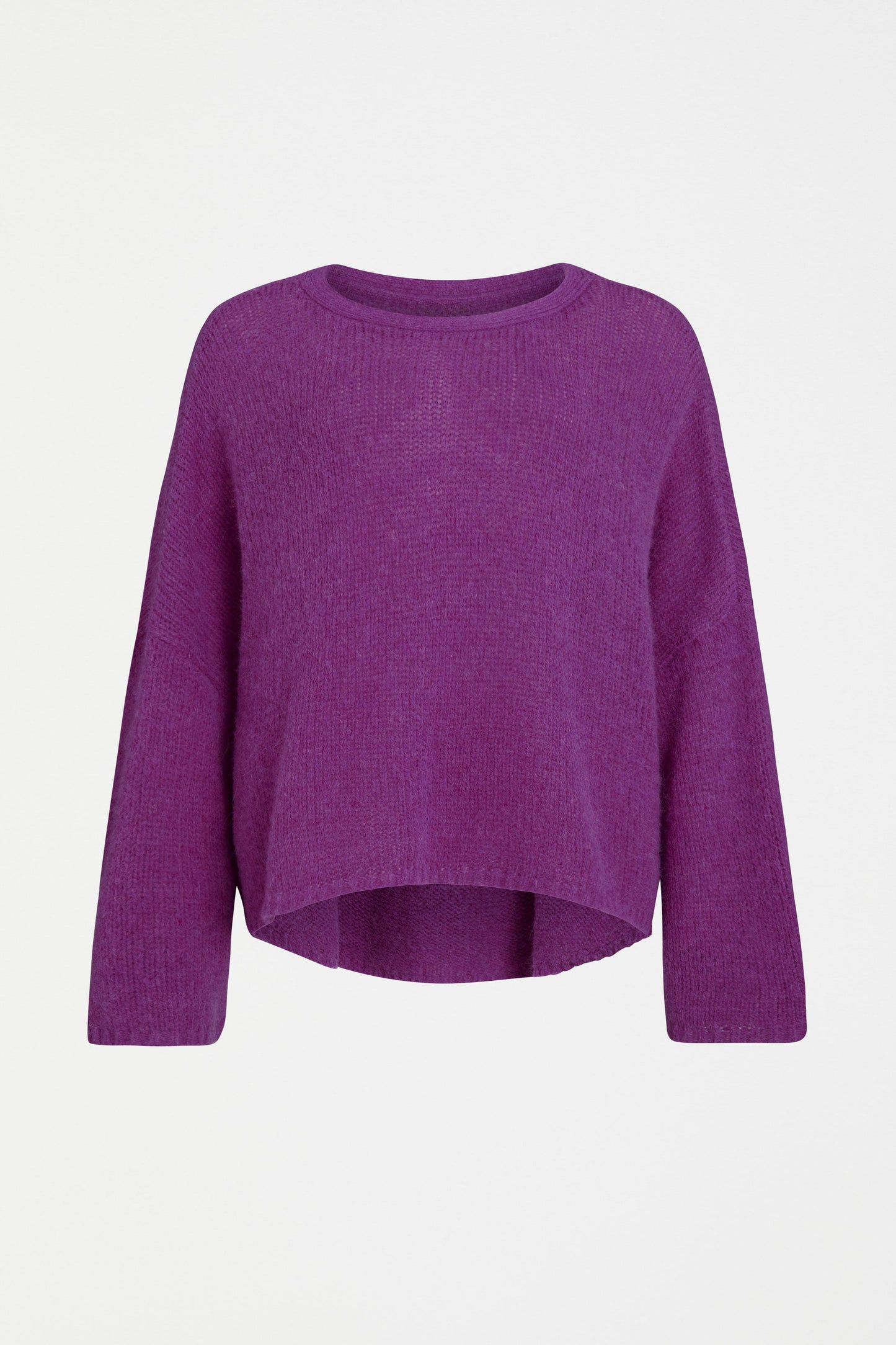 Agna Relaxed Box Fit Alpaca Yarn Knit Sweater Front | PINK BERRY