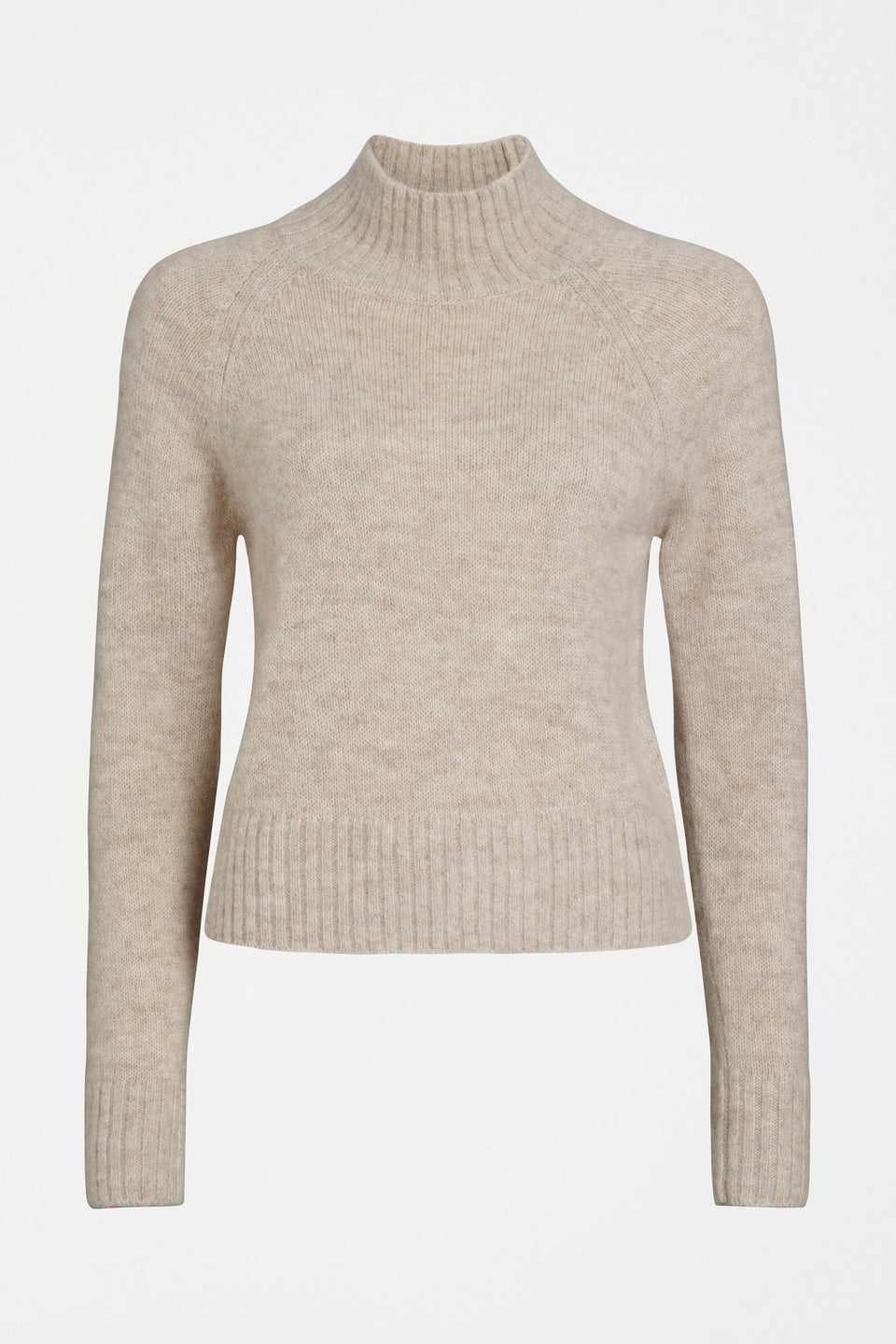Enka Neat Fit Funnel Neck Sweater Front | ECRU