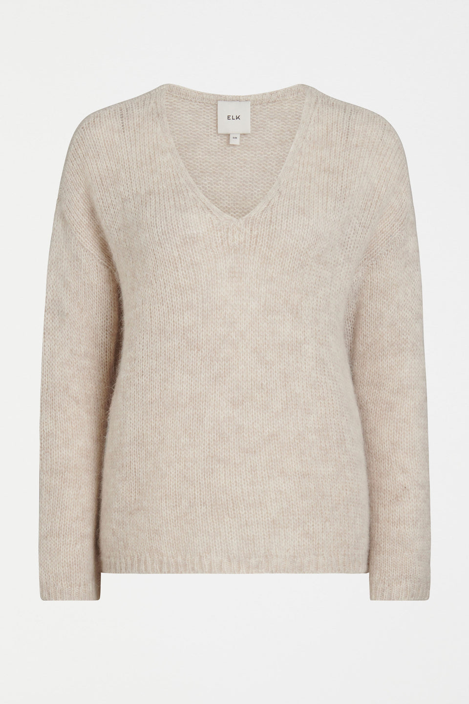 Anken V-Neck Bell Sleeve Alpaca Merino Knit Cream Sweater Front | ECRU