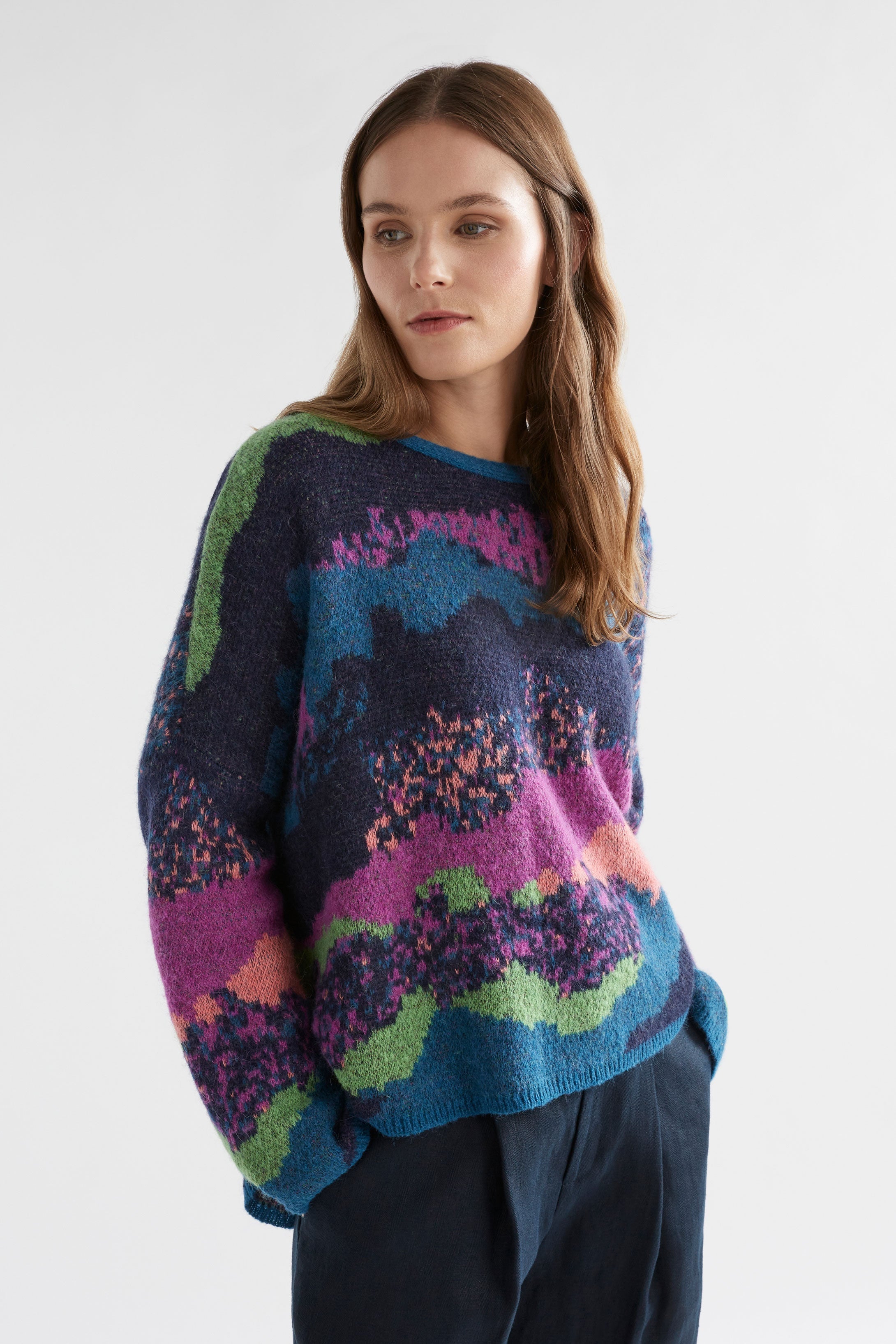 Shop The Sprache Multi Coloured Wave Pattern Oversized Knit
