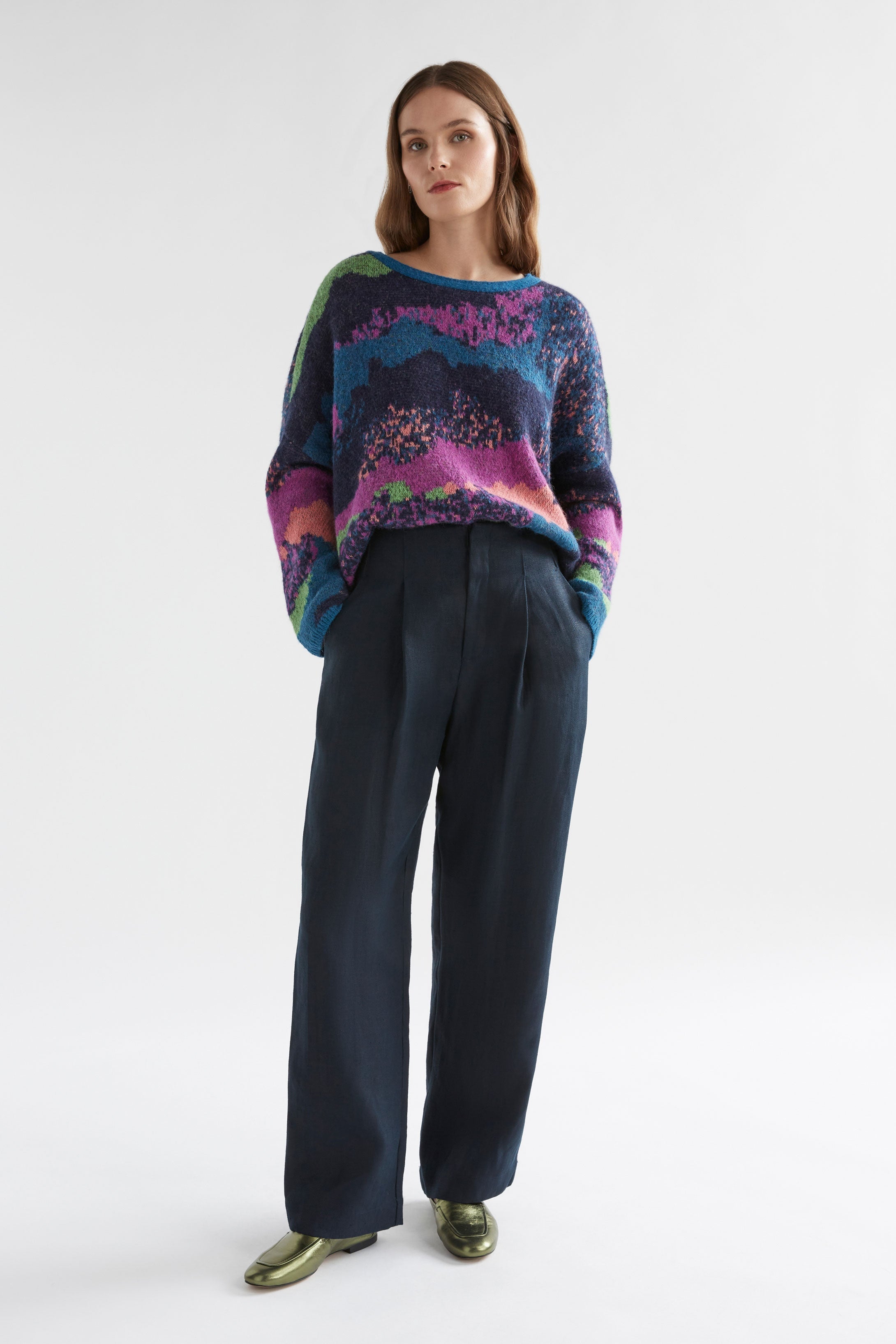 Shop The Sprache Multi Coloured Wave Pattern Oversized Knit